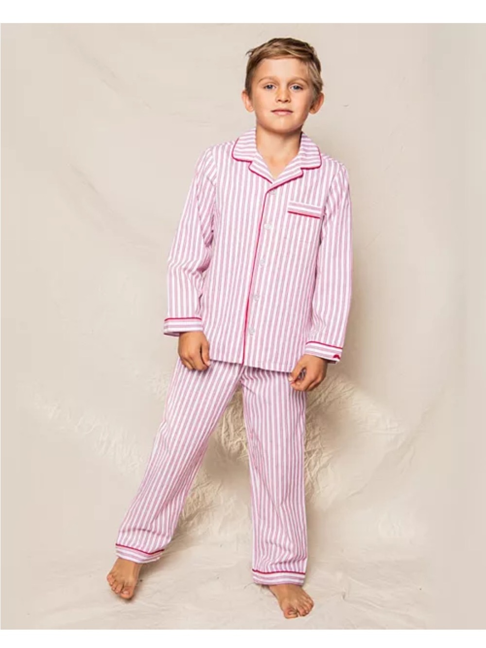 Children's Pink Stripe Pajama Set - Button-Up Two-Piece
